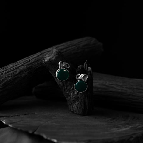 Green - saanjh bela elephant motif oxidised earrings