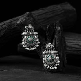 Green - saanjh bela elephant motif oxidised earrings