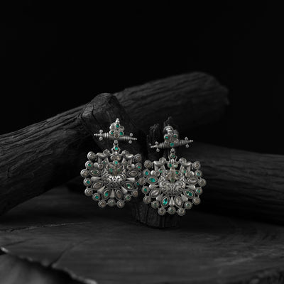 Green - saanjh bela elephant oxidised earrings - handcrafted