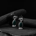 Green - saanjh bela elephant oxidised earrings - handcrafted