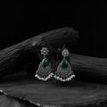 Green - saanjh bela flower oxidised earrings - handcrafted