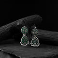 Green - saanjh bela flower peacock oxidised earrings