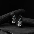 Green - saanjh bela heart oxidised earrings - handcrafted