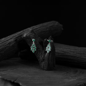 Green - saanjh bela leaf oxidised drop earrings