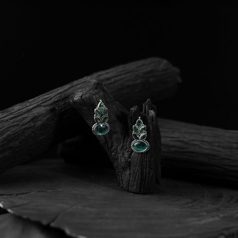 Green - saanjh bela leaf oxidised drop earrings