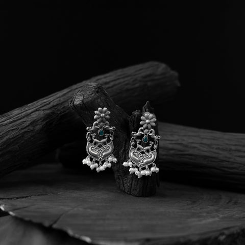 Green - saanjh bela lion motifs oxidised earrings