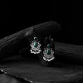 Green - saanjh bela lotus oxidised earrings - handcrafted