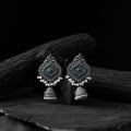Green - saanjh bela mayur oxidised jhumka earrings