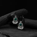 Green - saanjh bela mayura oxidised earrings - handcrafted