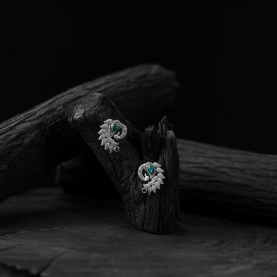 Green - saanjh bela mayuri oxidised earrings - handcrafted