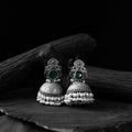 Green - saanjh bela mayuri oxidised jhumka earrings