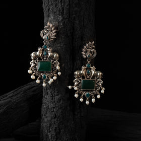 Green - saanjh bela nandi chandbali oxidised earrings