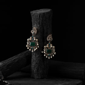 Green - saanjh bela nandi chandbali oxidised earrings