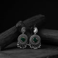 Green - saanjh bela oxidised earrings - handcrafted