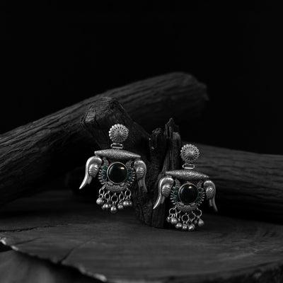 Green - saanjh bela parrot & bloom oxidised earrings