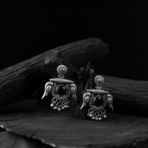 Green - saanjh bela parrot & bloom oxidised earrings