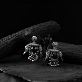 Green - saanjh bela parrot & bloom oxidised earrings