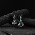 Green - saanjh bela peacock oxidised earrings - handcrafted