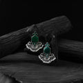 Green - saanjh bela peacock oxidised earrings - handcrafted