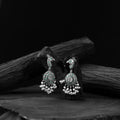 Green - saanjh bela peacock oxidised earrings - handcrafted