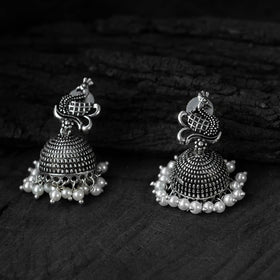 Green - saanjh bela peacock oxidised necklace set