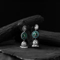 Green - saanjh bela peacock & paisley oxidised jhumka