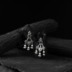 Green - saanjh bela sparrow oxidised earrings - handcrafted