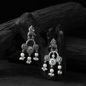 Green - saanjh bela sparrow oxidised earrings - handcrafted