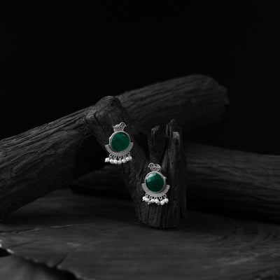 Green - saanjh bela sparrow oxidised earrings - handcrafted