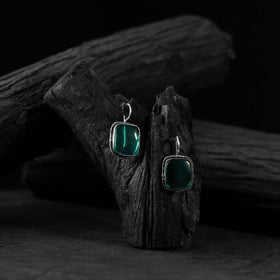Green - saanjh bela square shape oxidised drop earrings