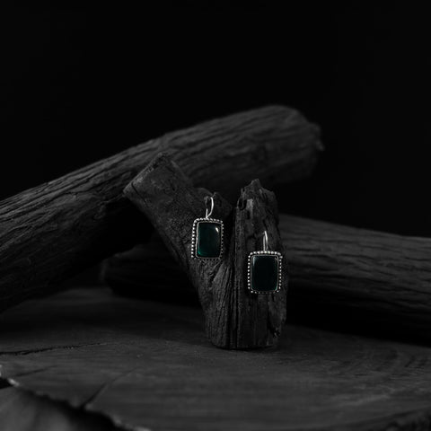 Green - saanjh bela square shape oxidised drop earrings