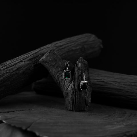 Green - saanjh bela square shape oxidised drop earrings