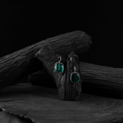 Green - saanjh bela square shape oxidised drop earrings