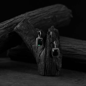 Green - saanjh bela square shape oxidised drop earrings