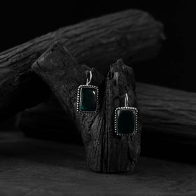 Green - saanjh bela square shape oxidised drop earrings