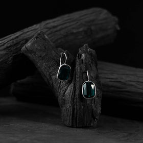 Green - saanjh bela stone oxidised drop earrings
