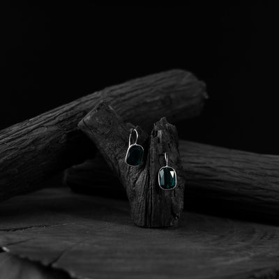 Green - saanjh bela stone oxidised drop earrings