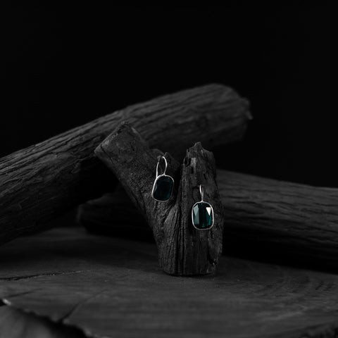 Green - saanjh bela stone oxidised drop earrings