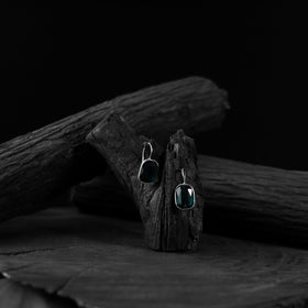 Green - saanjh bela stone oxidised drop earrings