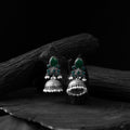 Green - saanjh bela stone oxidised jhumka earrings