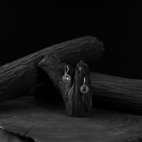 Green - saanjh bela sun oxidised drop earrings - handcrafted