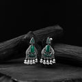 Green - saanjh bela swan oxidised earrings - handcrafted