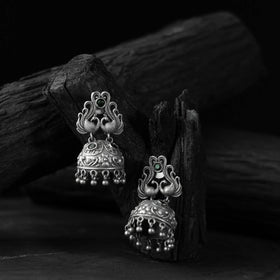 Green - saanjh bela twin mayuri oxidised earrings