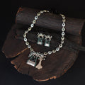 Green - saanjh saaj classic german silver necklace set 15