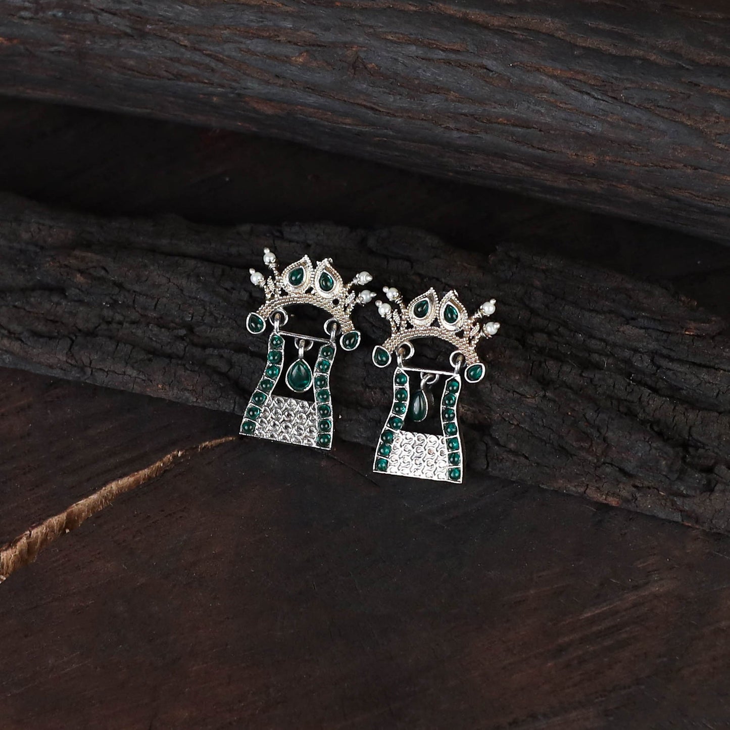 Green - saanjh saaj classic german silver necklace set 15