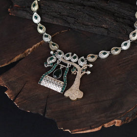 Green - saanjh saaj classic german silver necklace set 15