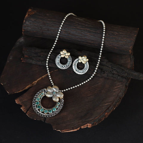 Saanjh Saaj Classic German Silver Necklace Set