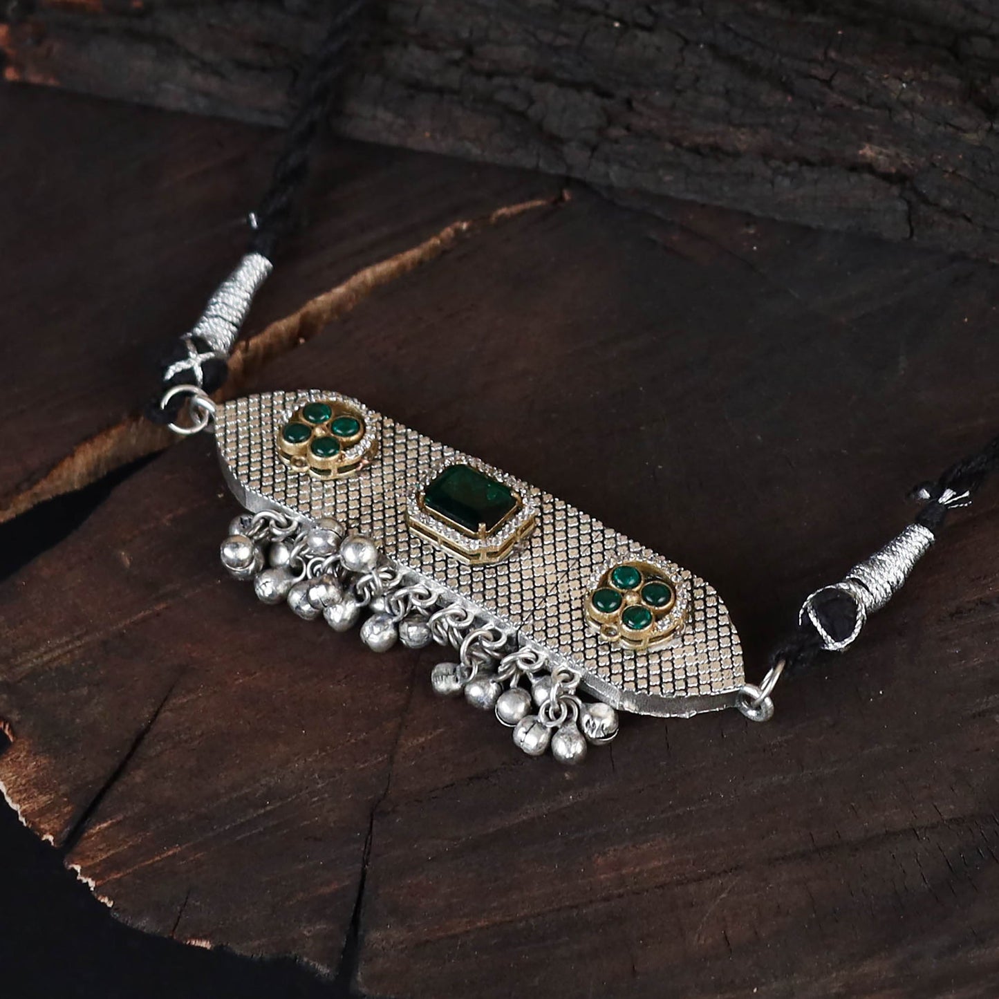 Green - saanjh saaj classic german silver necklace set 50