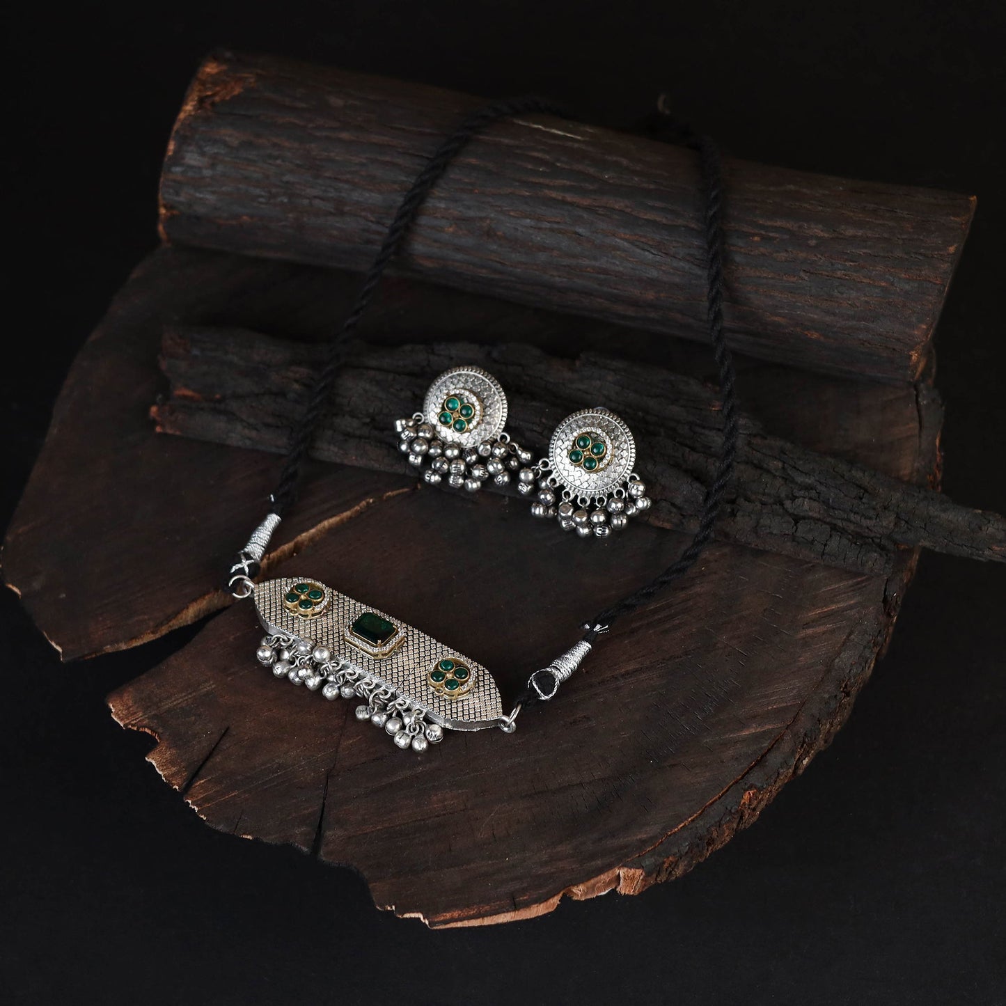 Green - saanjh saaj classic german silver necklace set 50