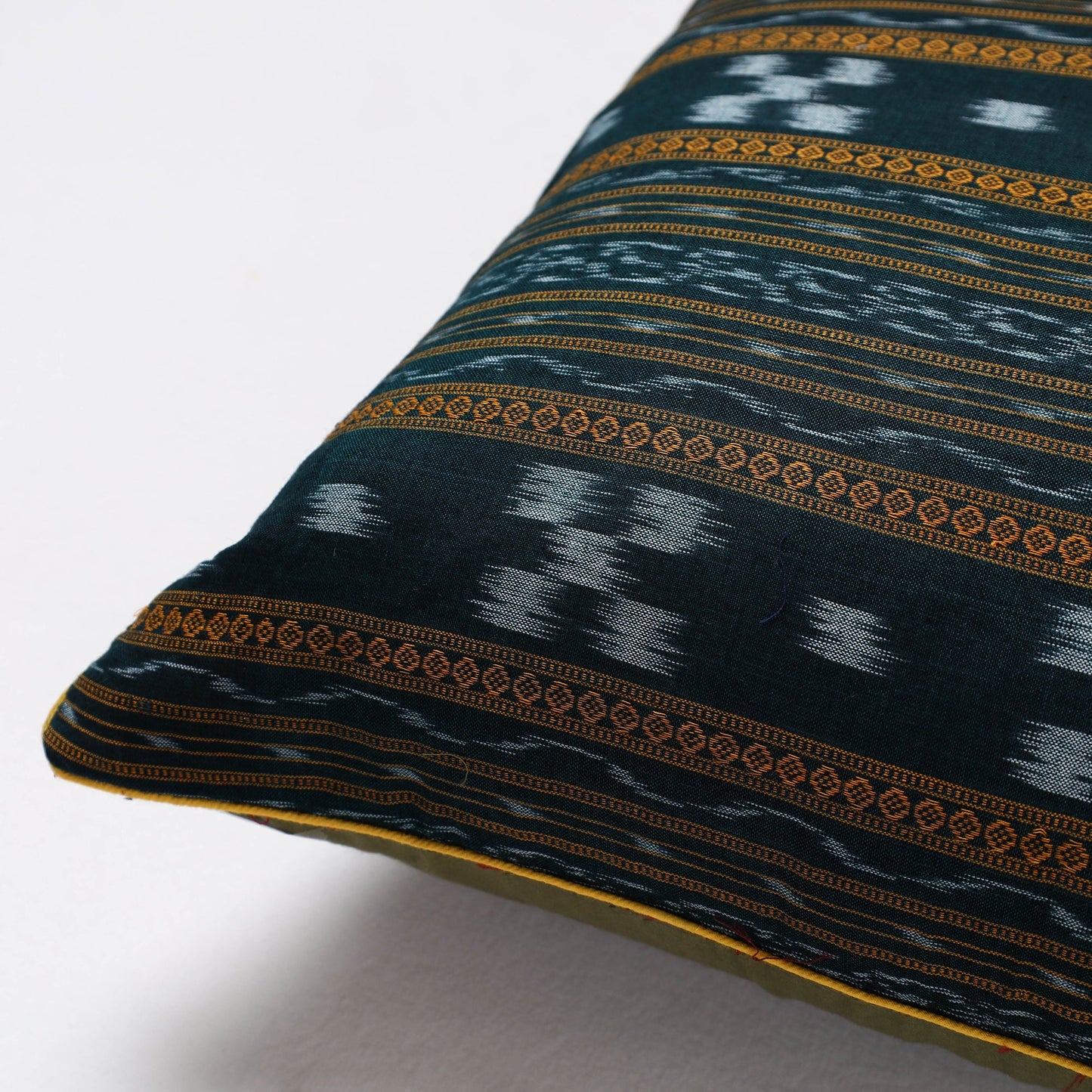 Green Sambalpuri Ikat Cotton Cushion Cover